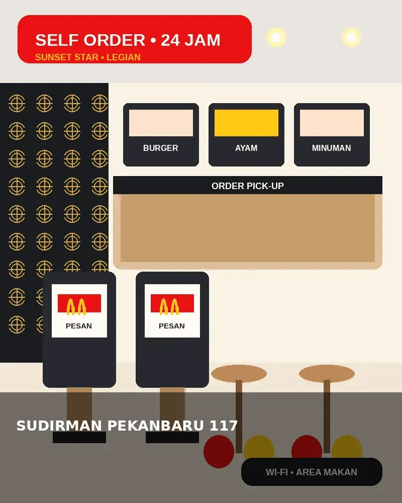 Visual area pemesanan dan tempat duduk McDonald's Khatib Sulaiman Padang